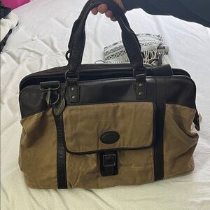 Fossil Tan and Dark Brown Duffel Bag
